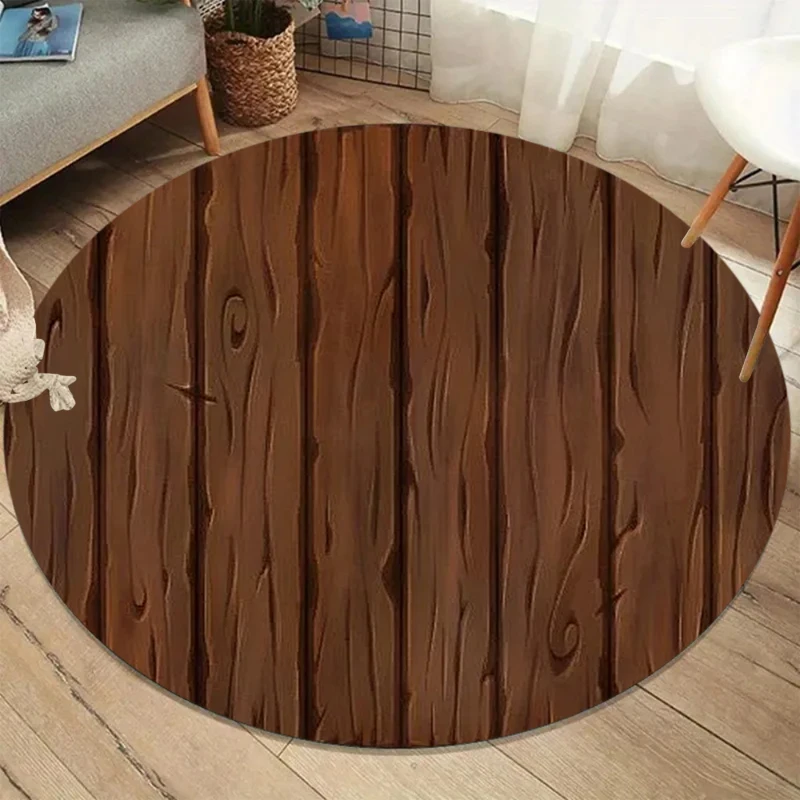 Wood Grain Rug Realistic Brown Felt NonSlip Carpet For Living Room Bedroom Bedside Rustic Vintage Timber Home Floor Mat