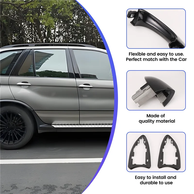 

A90Q-Car Outside Door Handle Kit For BMW X5 E53 2000-2006 Car Exterior Door Handle Cover Car Accessories