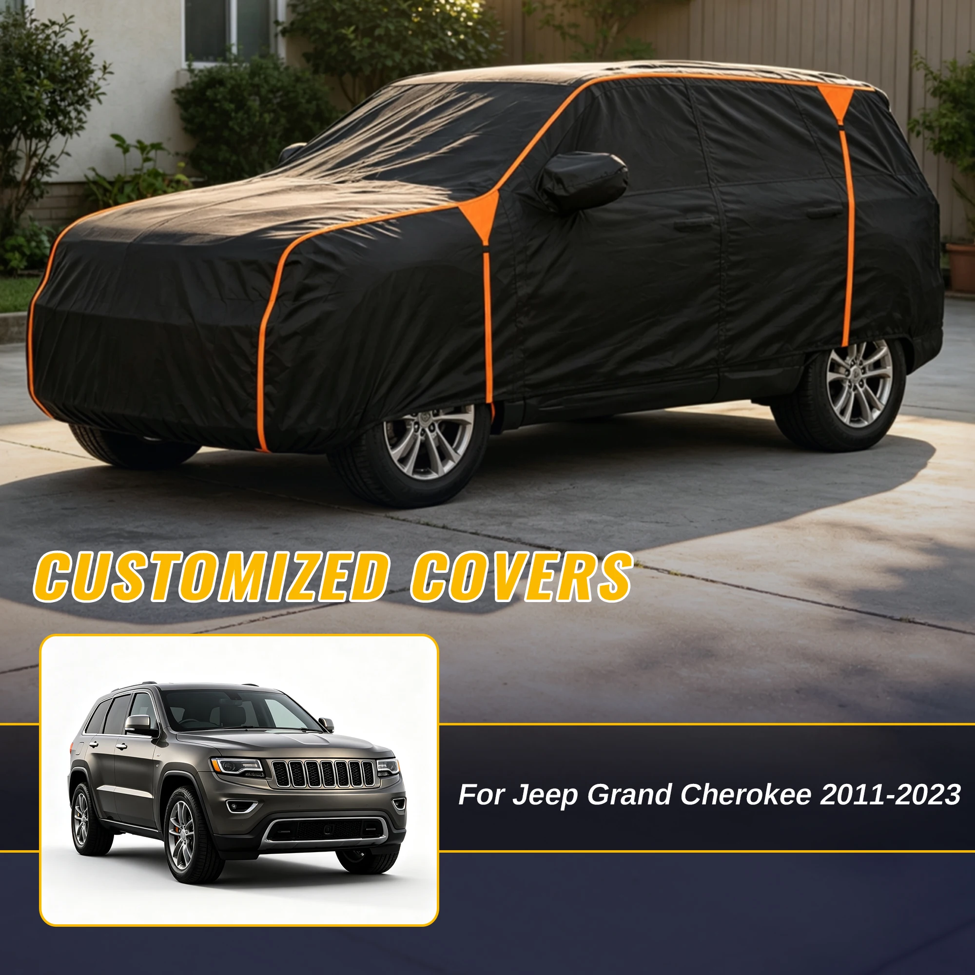 X Autohaux Waterproof 210D-PU Oxford Full Car Cover for Jeep Grand Cherokee 2011-2023