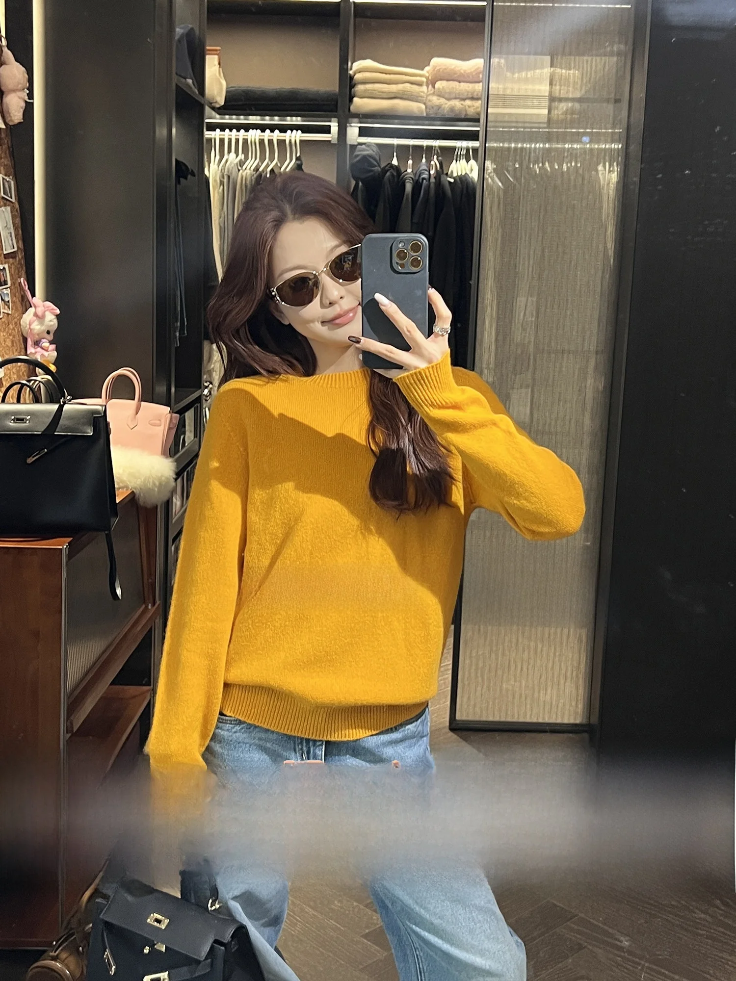 

Женский свитер LUMIEN из 100% шерсти, круглый вырез, облегающий, базовый, осенне-зимний, универсальный, модный, однотонный топ