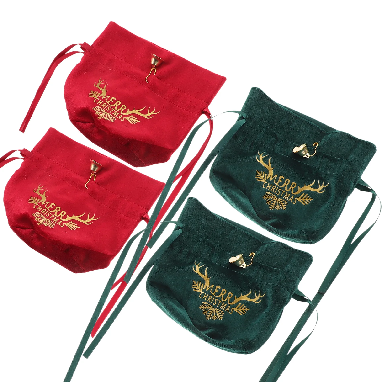 

4Pcs Christmas Gift Bags Red Fabric Drawstring Pouches for Apples Holiday Party Favors Treats Storage Wedding Birthday