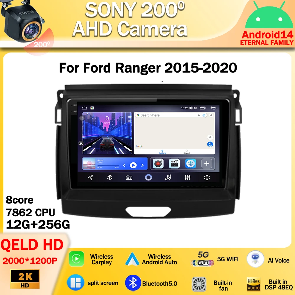 

Android 14 For Ford Ranger 2015 2016 2017 2018 2019 2020 Car Radio Multimedia Player GPS Screen Reversing Camera Navigation DVD