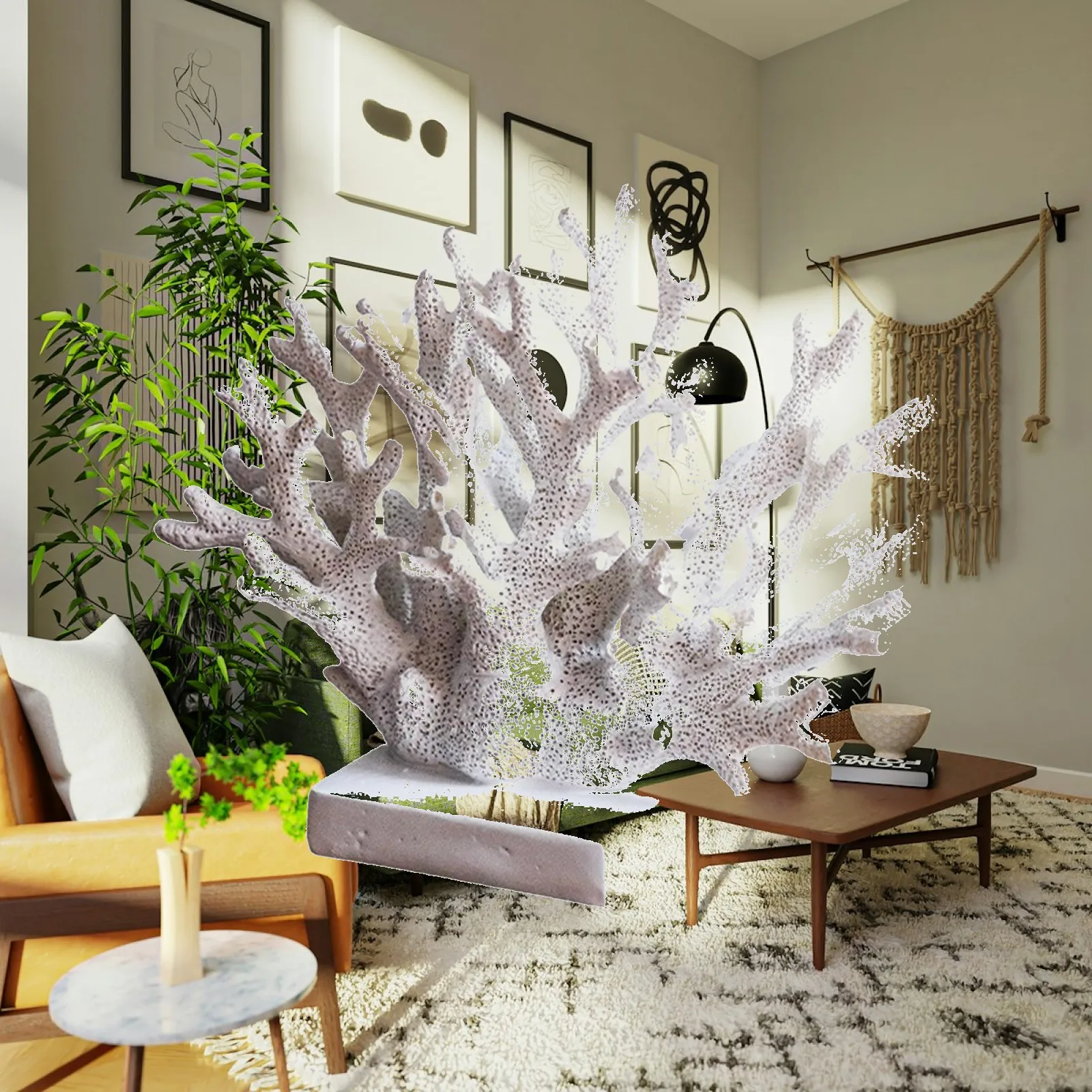 

Artificial Coral Statue Luxury Home Decoration Resin Sculpture Nautical Theme for Living Room Cabinet Tabletop Aesthetic Accent