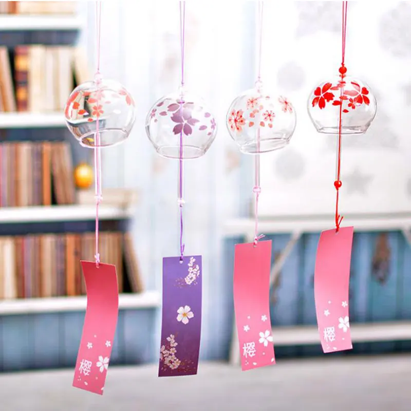Latest Japanese Glass Wind Chime Garden Ornament Indoor Window Hanging Decor Craft
