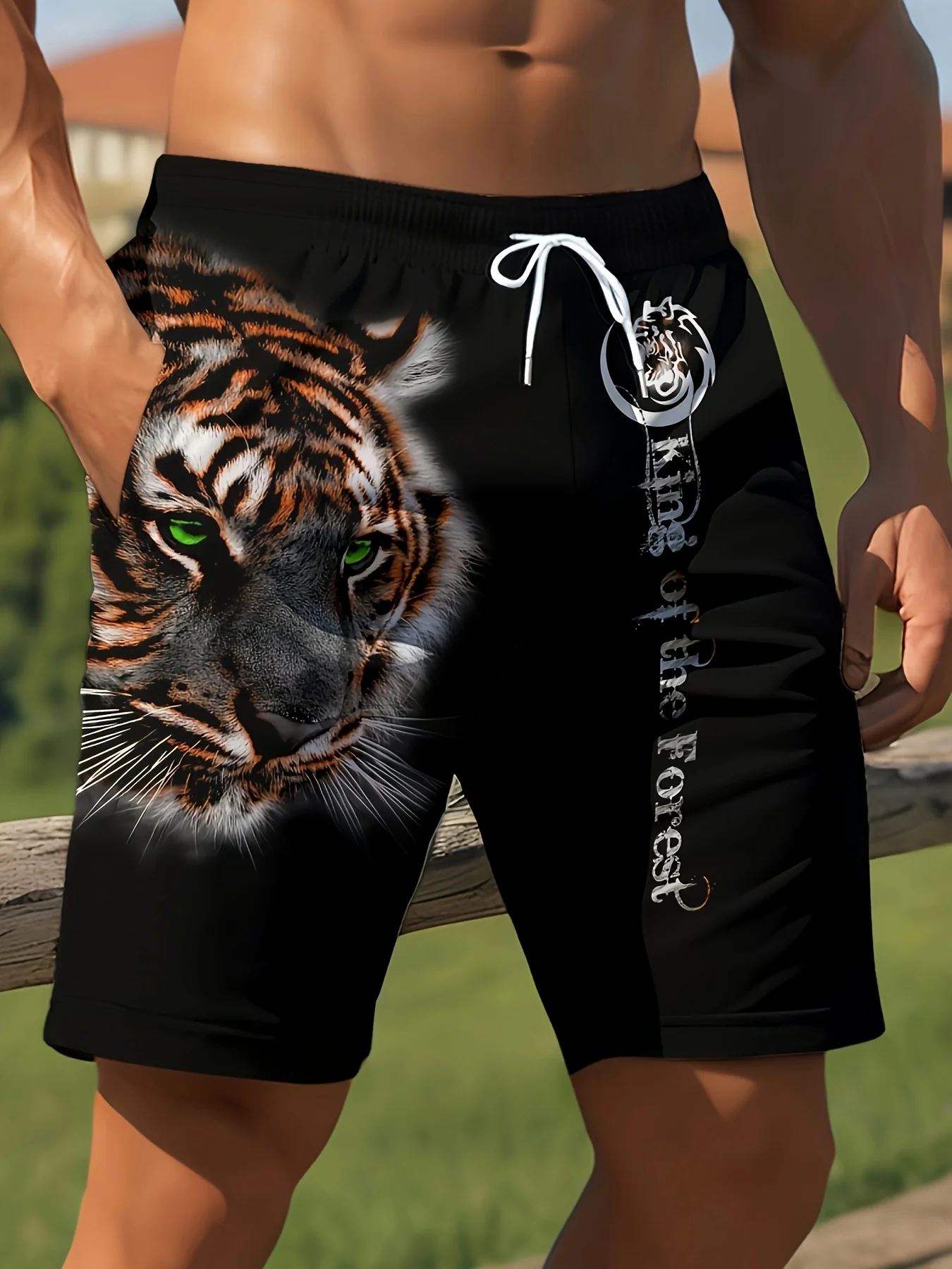 

Мужские летние пляжные шорты для серфинга, модные шорты с принтом тигра и льва, мужские быстросохнущие дышащие пляжные шорты, купальники