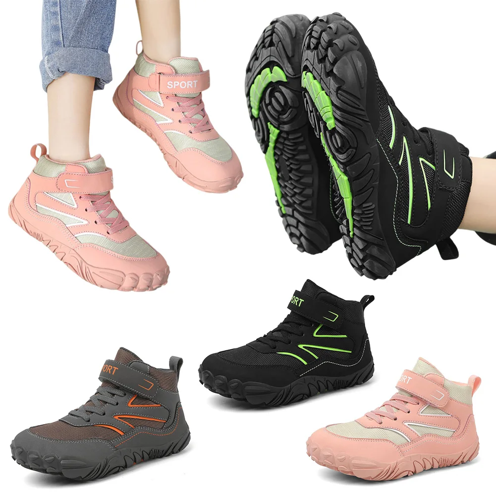 Kids Hiking Boots Trekking Shoes Waterproof Anti Collision Athletic Shoes Non-Slip High Top Walking Shoes for Outdoor Adventure