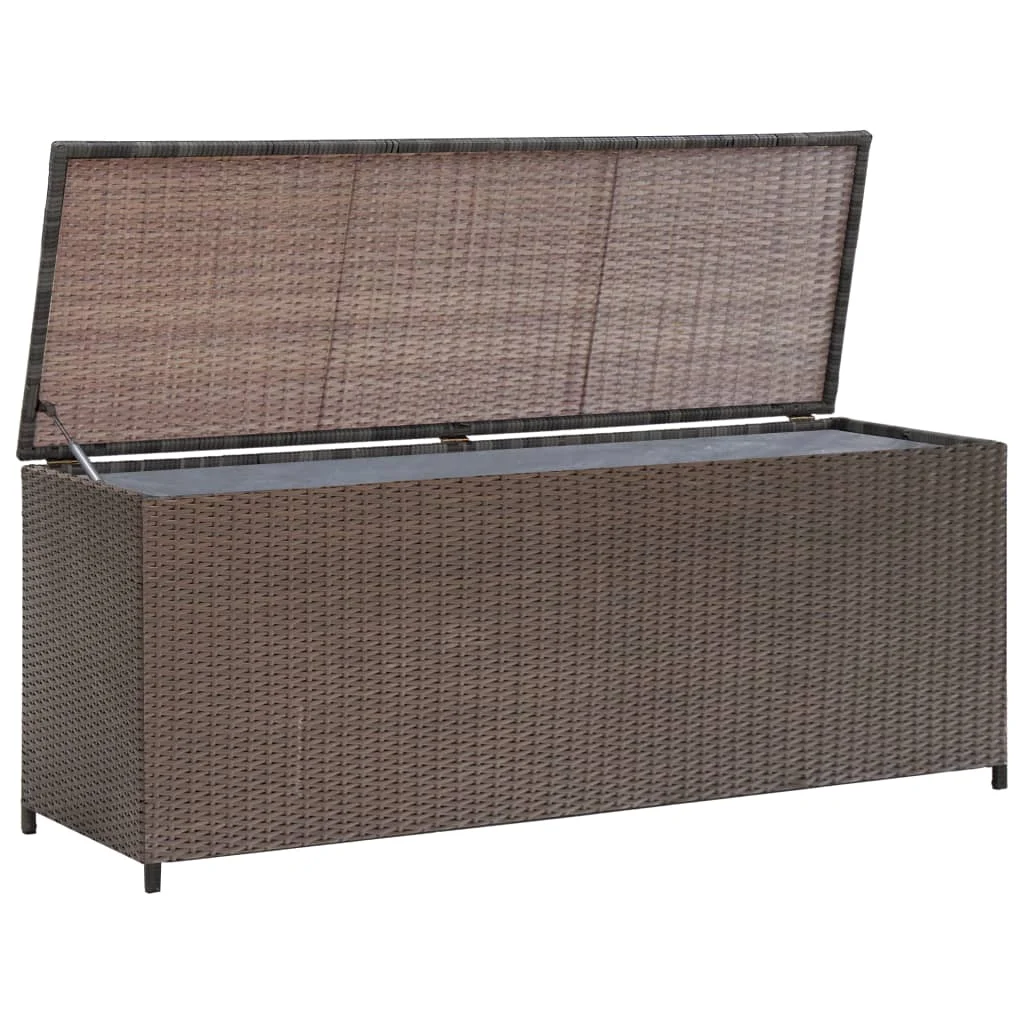 Patio Storage Box, Poly Rattan Outdoor Storage Cabinet, Courtyard Decoration Brown 120x50x60 cm