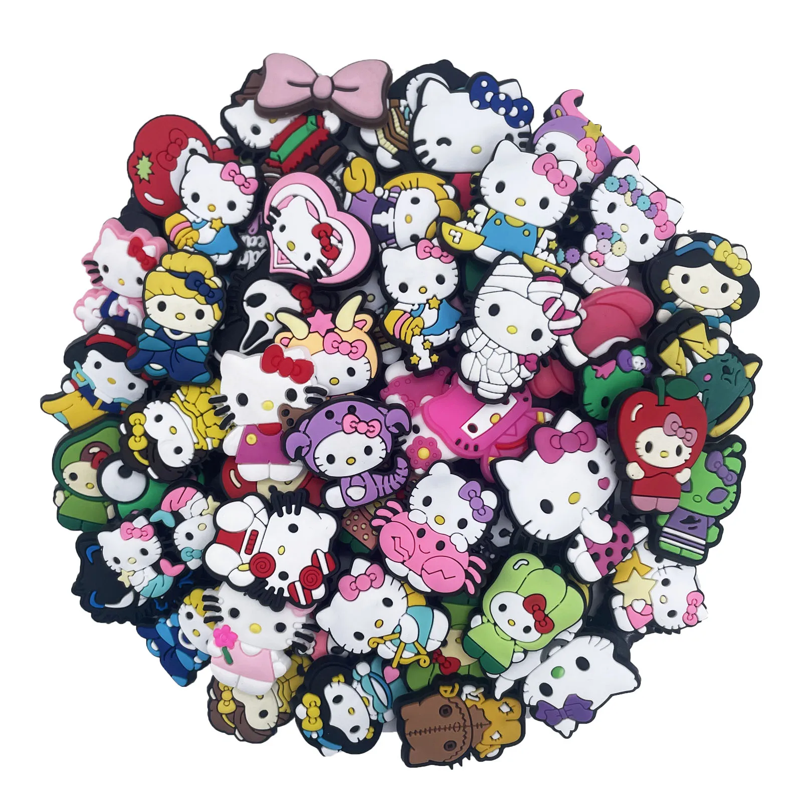 Random 10/20/30Pcs Sanrio Hello Kitty Series Shoe Charms For Sandals, PVC DIY Shoe Decorations Accessories Shoe Pins Great Gift