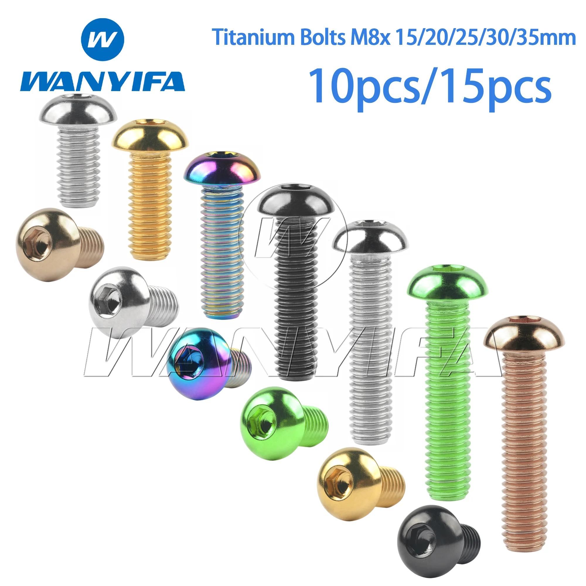 

Wanyifa Titanium Hex Bolt M8x15/20/25/30/35mm for Motorcycles Multi-Length Fastener Set 10/15pcs
