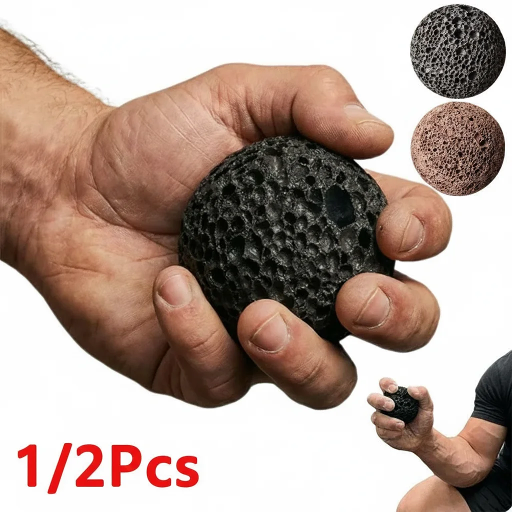 1/2 Stück 5cm Vulkanstein Handgriff-Verstärker Ball Anti-Schweiß Fingertrainer Klettertraining & Muskelregeneration Therapie