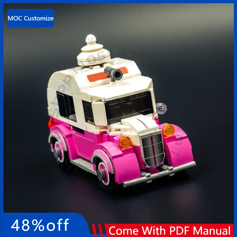 407 PCS Speed Hypercar Skids & Mudflap (Ice Cream truck mode) MOC Customize Modular Building Block Design DIY Assembly Toy Gift