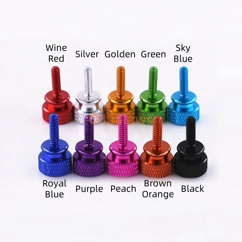 5pcs UNC 6#-32 Aluminum Step Thumb Screw Computer Case Screw Knurled Hand Screws Anodized 10 Colors For Hard Disk Radiator