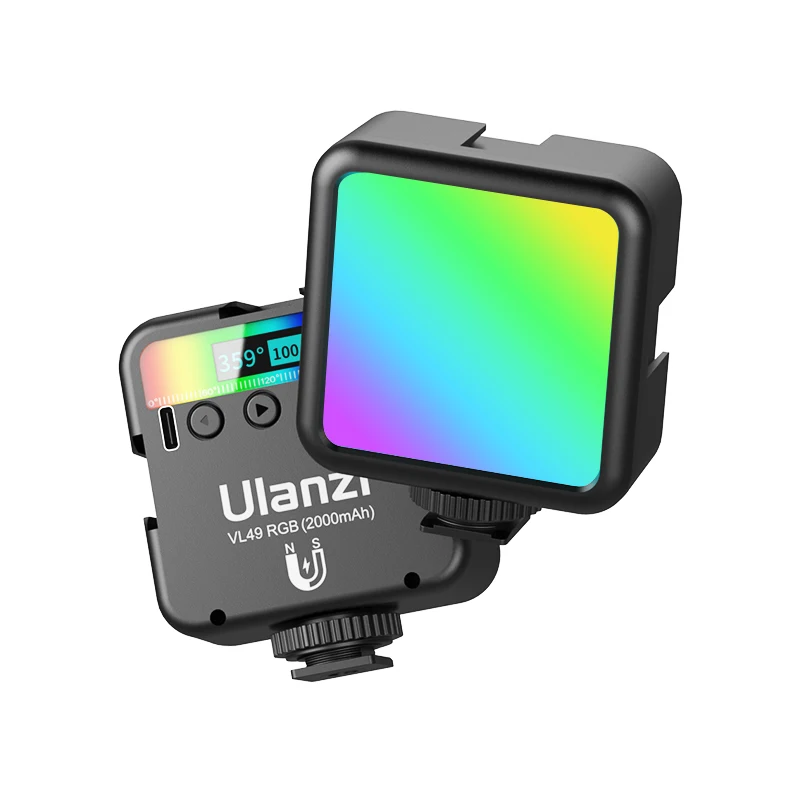 Ulanzi 미니 RGB LED 비디오 라이트, 카메라 필 라이트, 사진 조명, 포켓 라이브 틱톡 브이로그 라이트 램프, VL49, 2700K-9000K