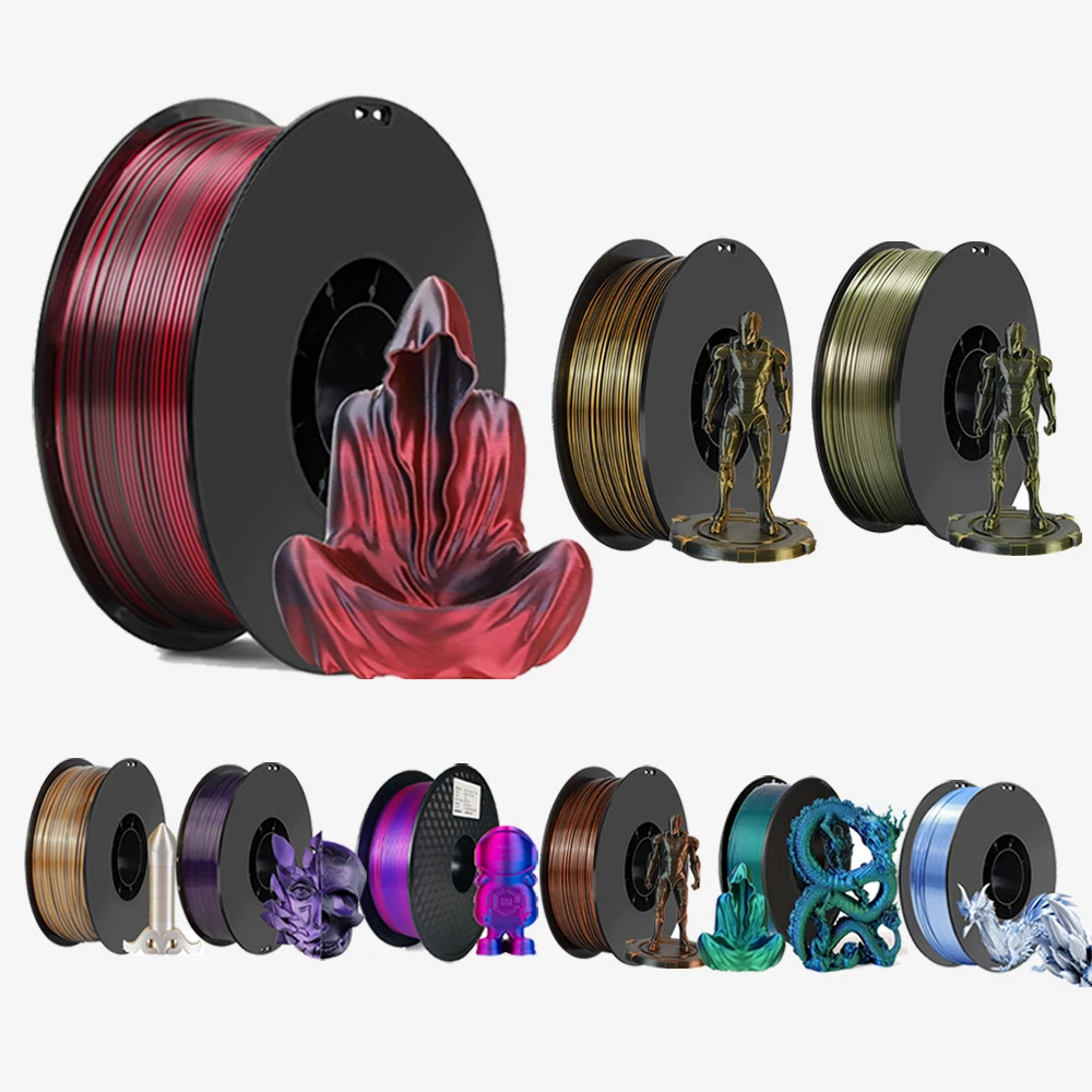 Filament PLA do drukarki 3D 1,75 mm Jedwabny niebiesko-czerwony dwukolorowy 250g Materiał do druku 3D Magiczny dwukolorowy czarno-czerwony sublimacyjny dwutonowy