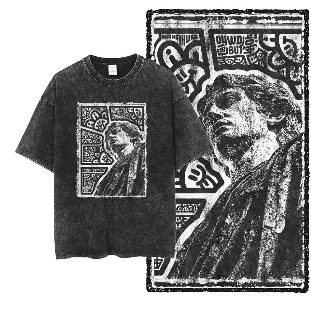 Greek Statue Western Sculpture Vintage Graphic Black Cotton Men's Cool Printed T-Shirt G82