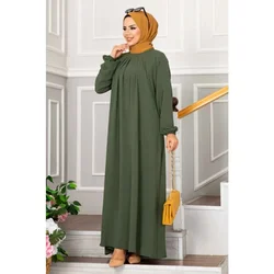 Evening Dress Women Abaya Lady Y2K Ruched Muslim Dress Turkish Robe Kaftan Islamic Clothing Ball Gown Long Sleeve Abaya