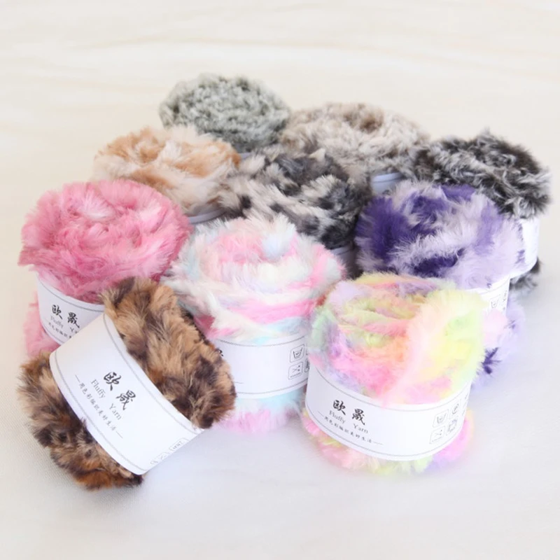 

50g Faux Fur Fluffy Mink Yarn 32M Hand Knitting Crochet Wool Cashmere For Sweater Thread Baby Clothes Scarf