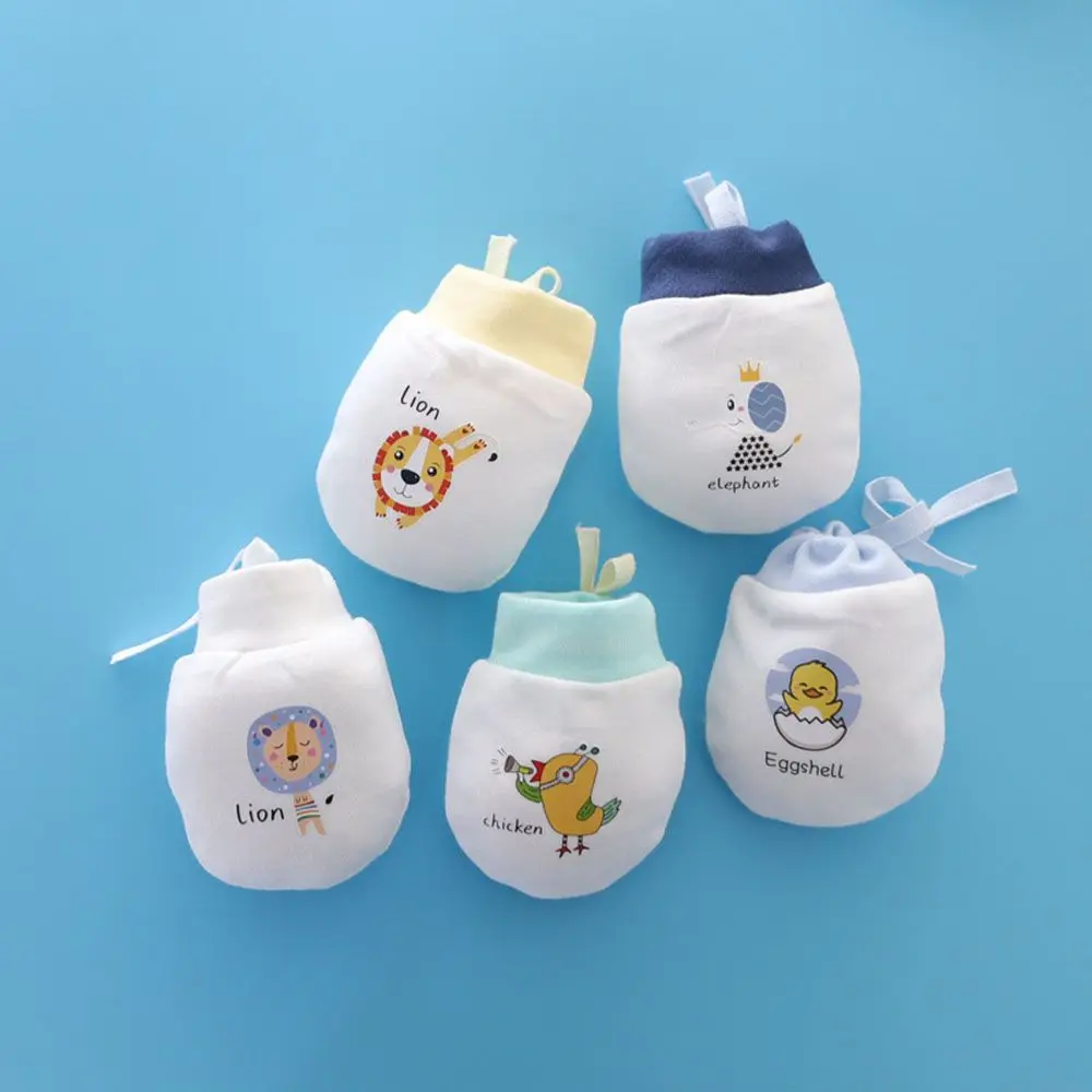 

Baby Care Cartoon Pure Cotton Newborn Baby Drawstring Anti Scratch Mittens Gloves