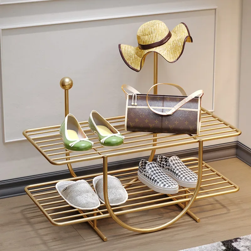 Discount Light Luxury Iron Art Entry Shoe Stand Simple Multilayer Metal Organizer Home Indoor Web Celebrity Shoe Cabinet