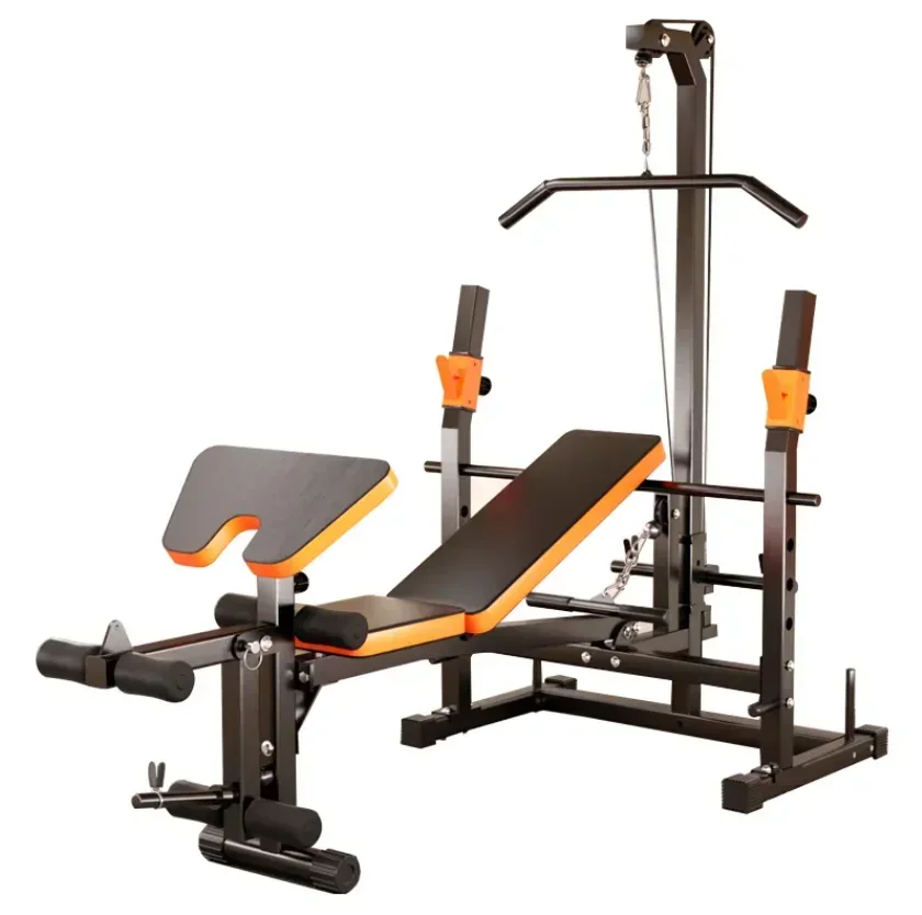 

High-Pull Rowing Flying Bird Multifunctional Foldable Weightlifting Bed Equipment Home Fitness Barbell Set Sleeping Stand Metal