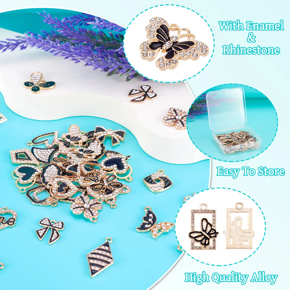 Glass Rhinestone Pendants Shiny Multi-style Charms Exquisite Holiday/Anniversary Gift DIY Jewelry Making Accessories 26-46pcs