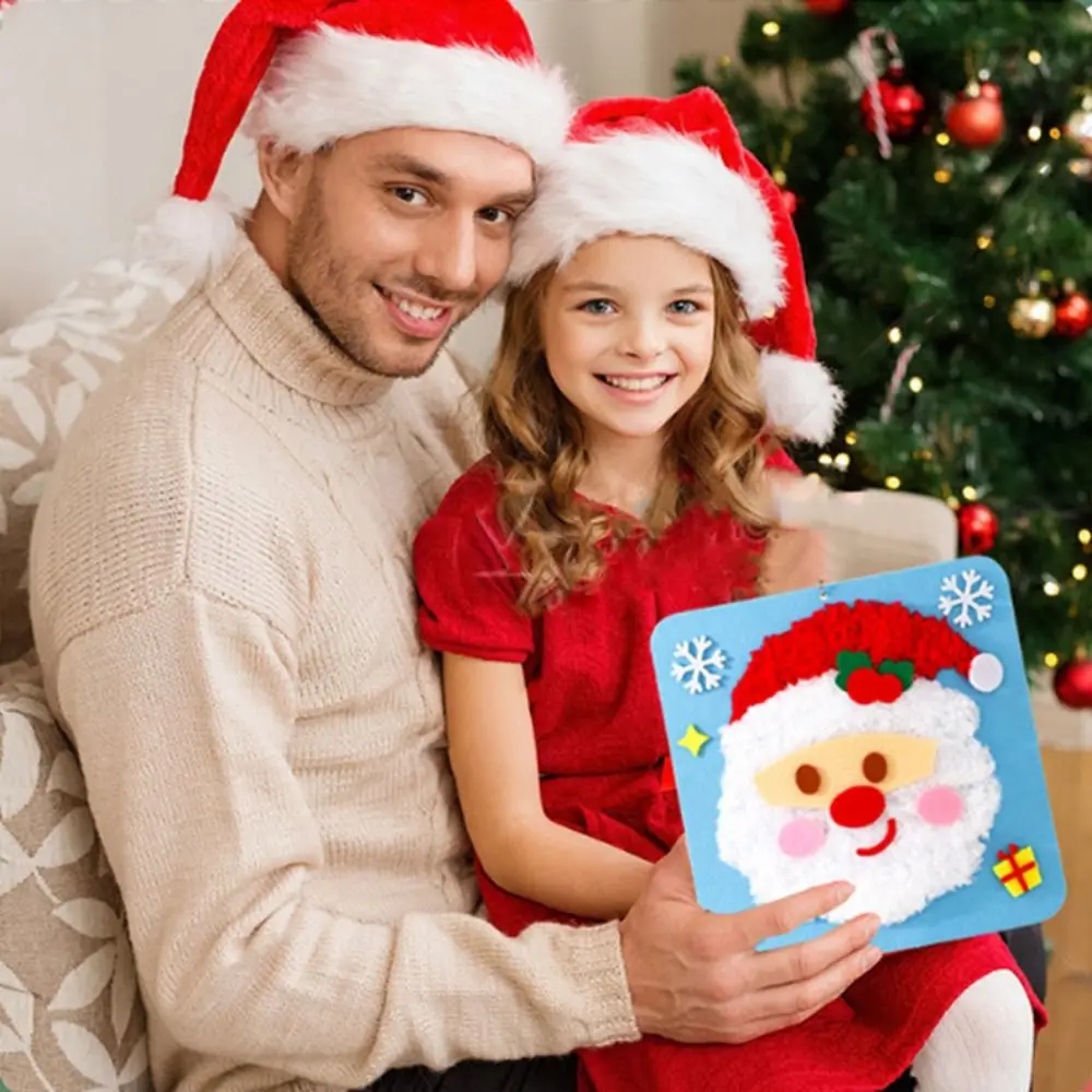 Juego de agujas perforadoras navideñas de dibujos animados, Papá Noel, alce, ciervo, hilo navideño, dibujo, medias navideñas, muñeco de nieve