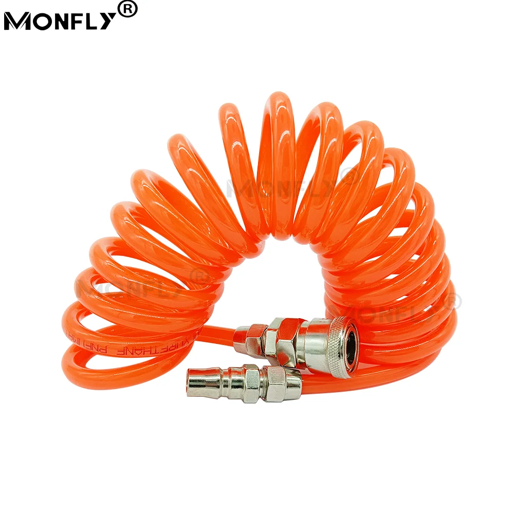 Pneumatic Spring Tube 6/8 MM Air Compressor Hose Spiral Tube Trachea 3/6/9/12/15 Meters with Connector