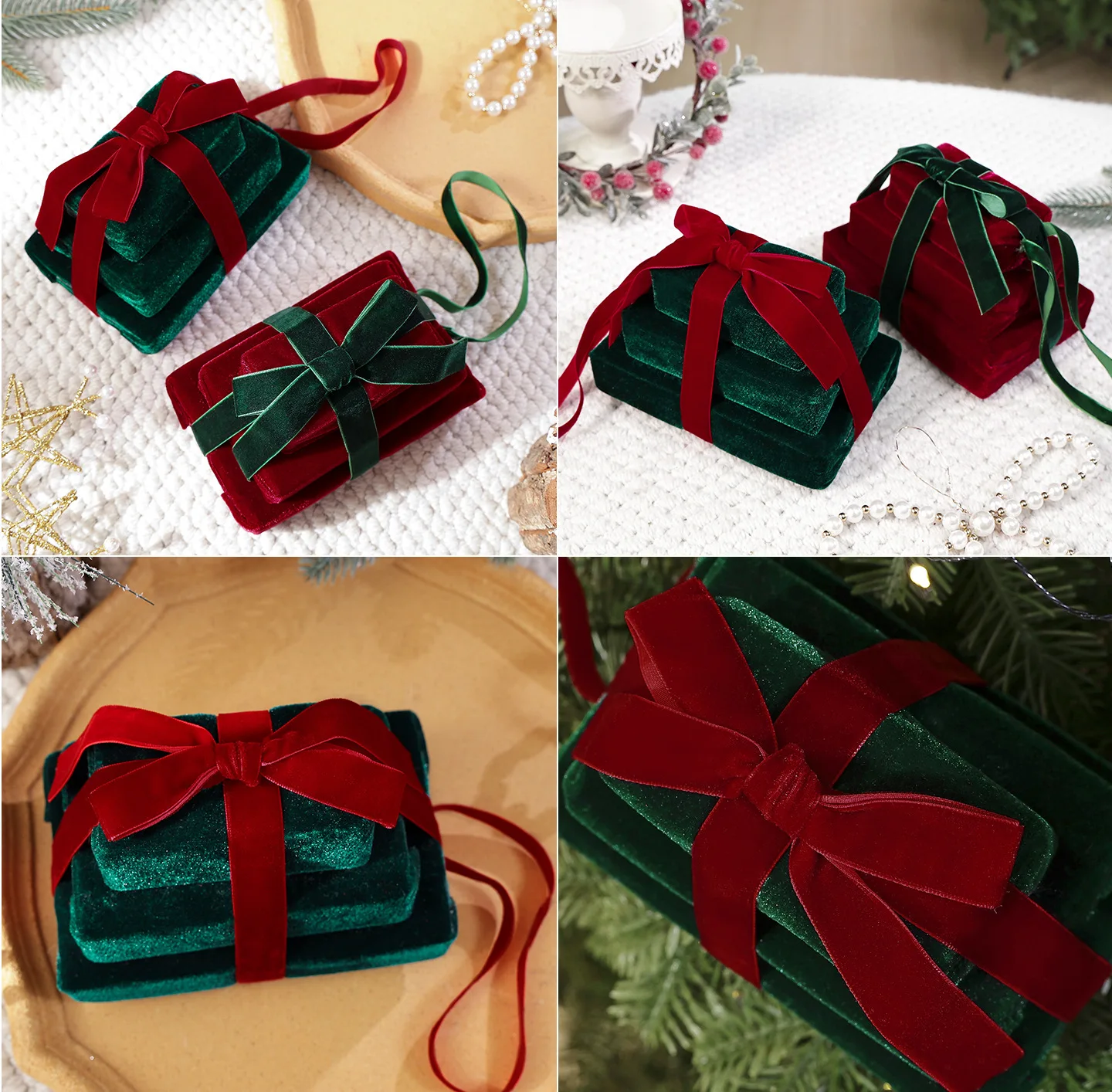 2026 New Velvet Bow Gift Box Christmas Ornament Vintage Funny DIY XMAS Decoration & Shop Window Hanging Decor Wholesale
