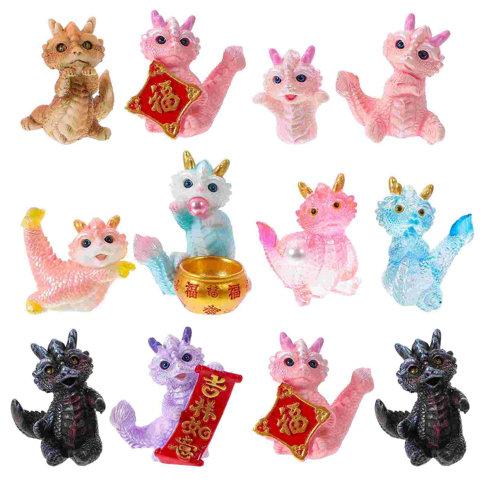 

12pcs Mini Zodiac Zodiac Figurine Decoration Decor for Mixed Desktop Decoration Style Dragon Figurines Dragon Toys