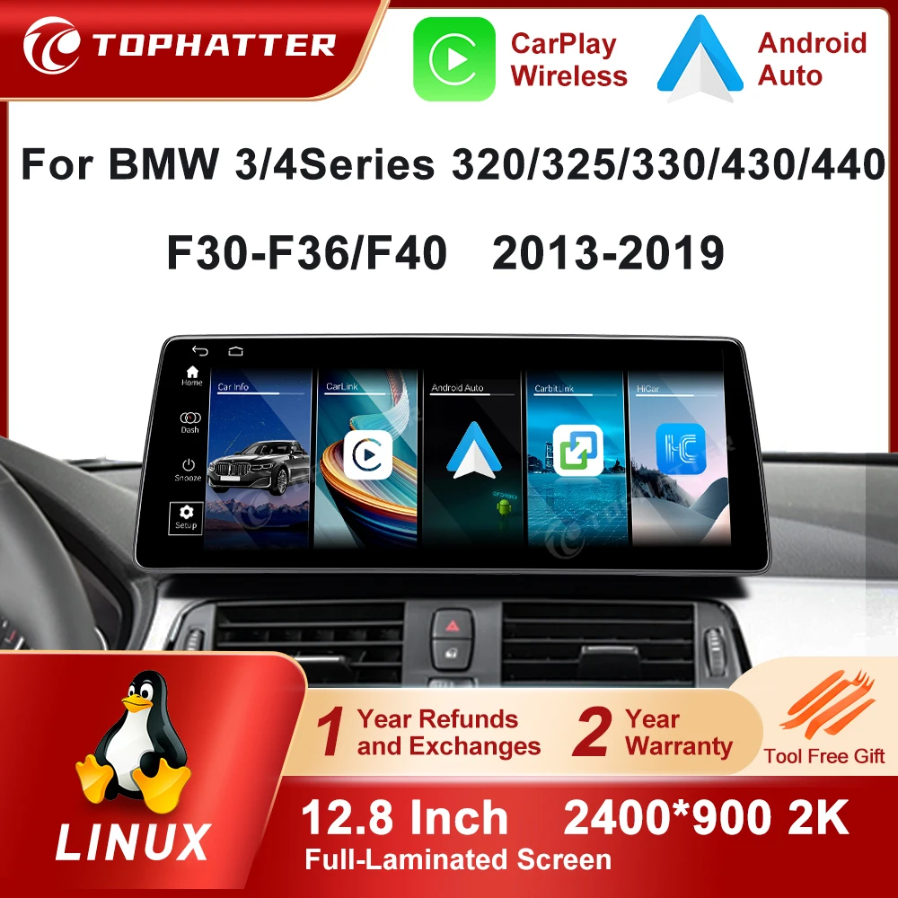 

CarPlay For BMW 3/4Series F30-F36 F40 2013-2019 12.8in 2K Screen Car Radio LInux Multimedia Player Navi Head Unit 360