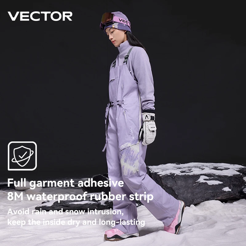 VECTOR Men's and Women's 3L Silhouette Ski Overalls Are Windproof and Waterproof Nylon Full Pressure Rubber Outdoor Skiing