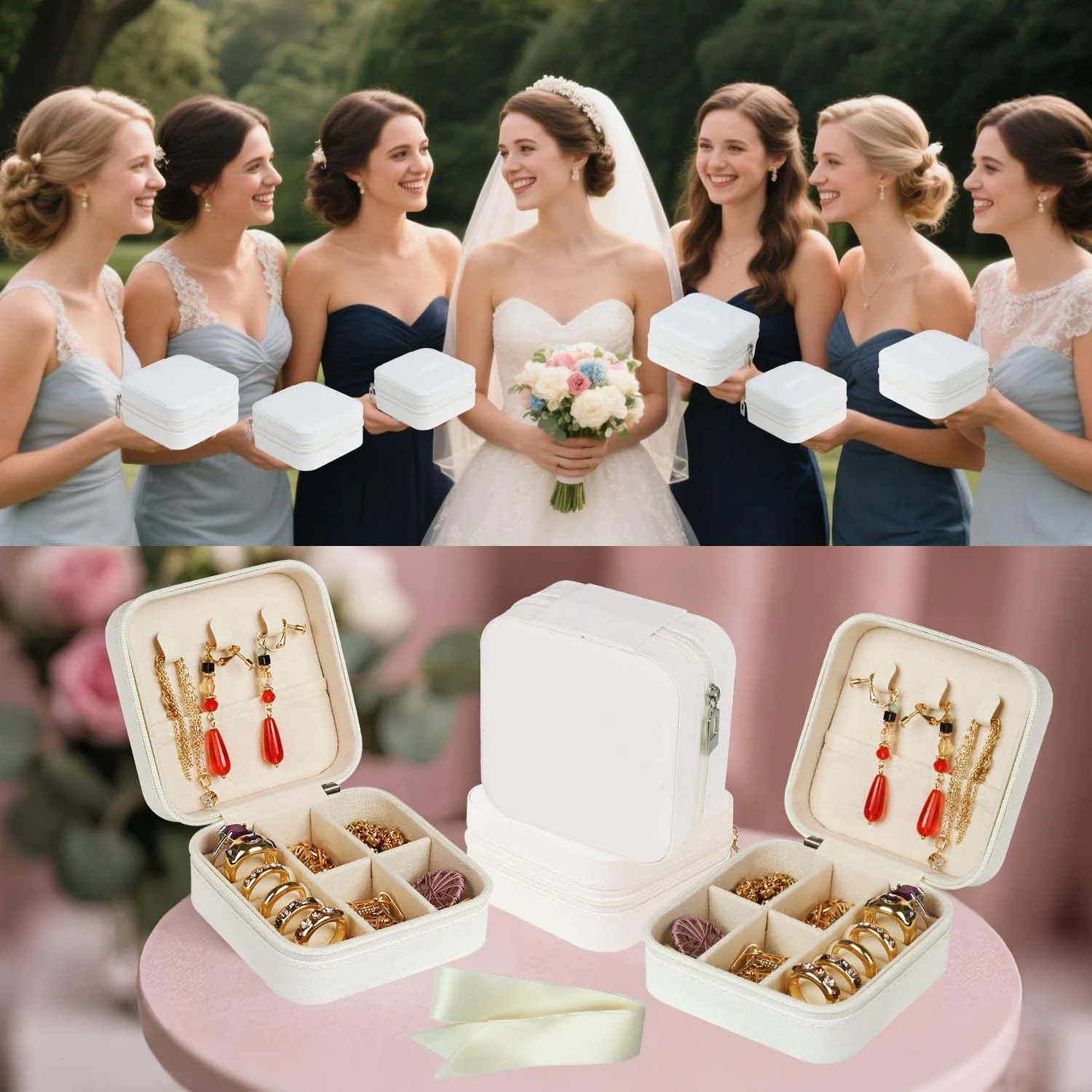 6-50pcs Travel Jewelry Case Bridesmaid Gifts Portable Jewellry Organizer Box for Wedding Guests Birthday Party Favor Storage Box view 3