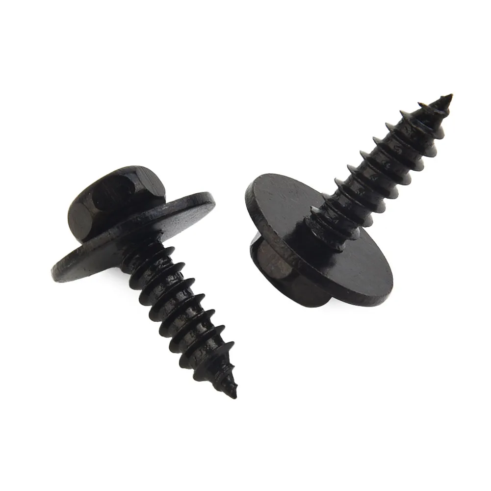 Self-Tapping Screws Black Car Hex Washer Head Interior Parts Replacment Universal 20pcs/kit 4.8x19mm Accessories