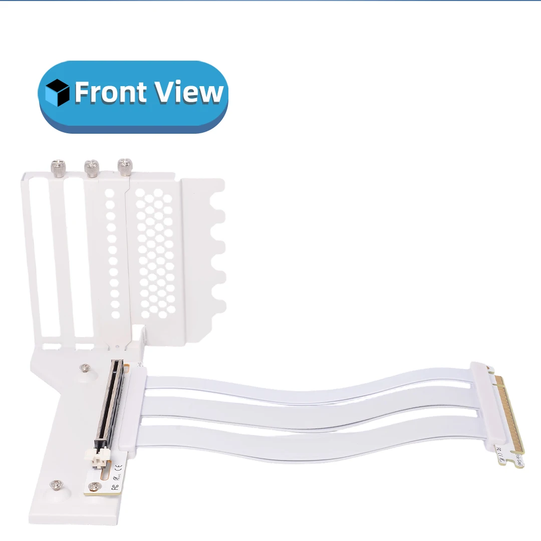 White Vertical GPU Mounting Bracket PC Graphics Card Holder PCI-E 5.0/4.0 X16 Anti-interference Flexible 90° Extension Cable