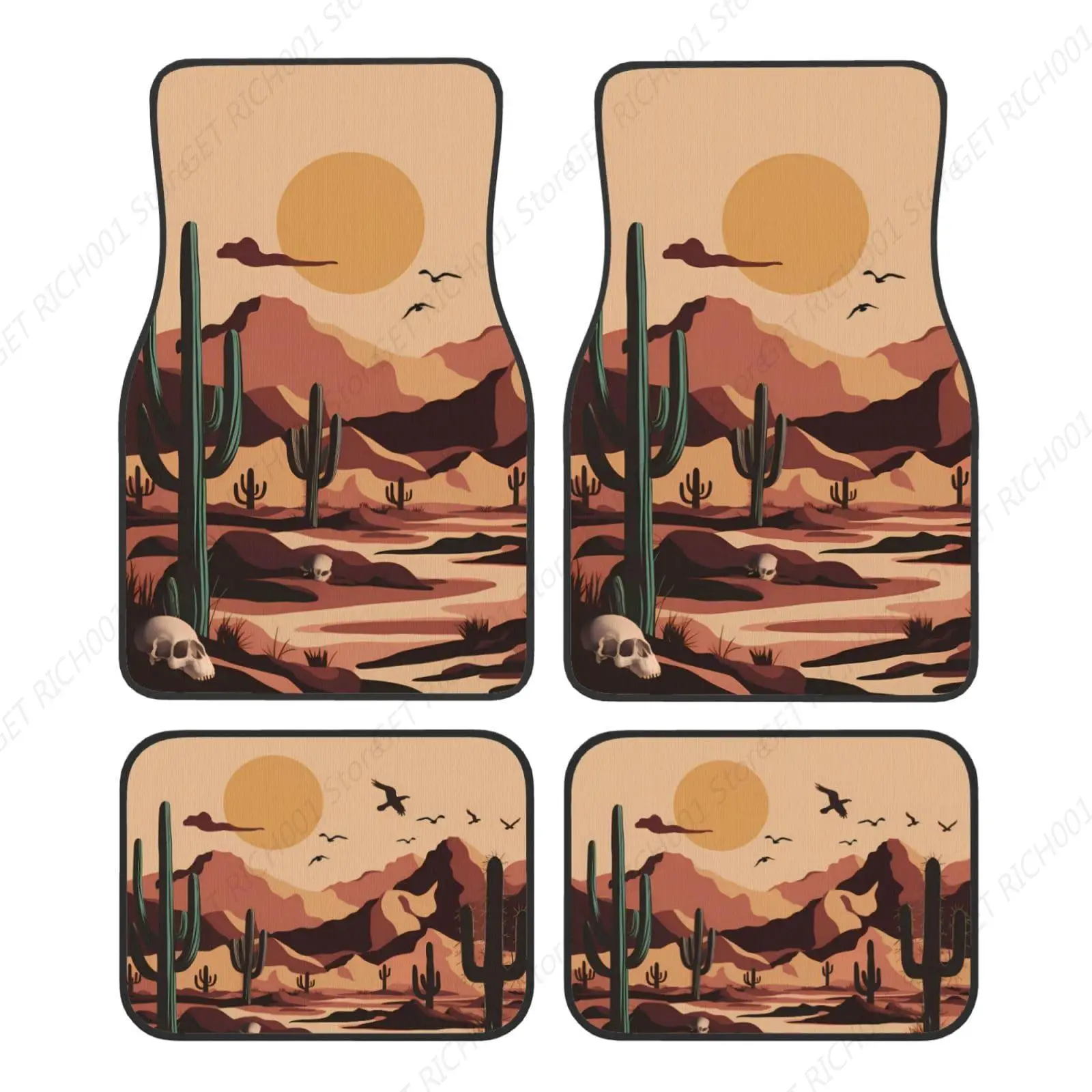 

Juego Alfombrillas Para El Suelo L Coche Boho Mountain Mid Century Sunset, 4 Piezas, Accesorios Para Automóvil, Alfombrillas La
