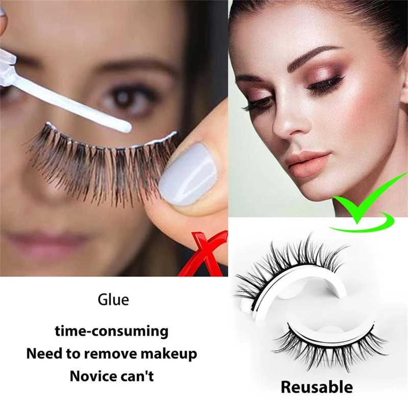 ส่วนลด 60% 1 คู่ Self-กาวกาวหนาแน่นและเรียว Curling Lazy False Eyelash Extensions พร้อมสนับสนุนที่กําหนดเอง