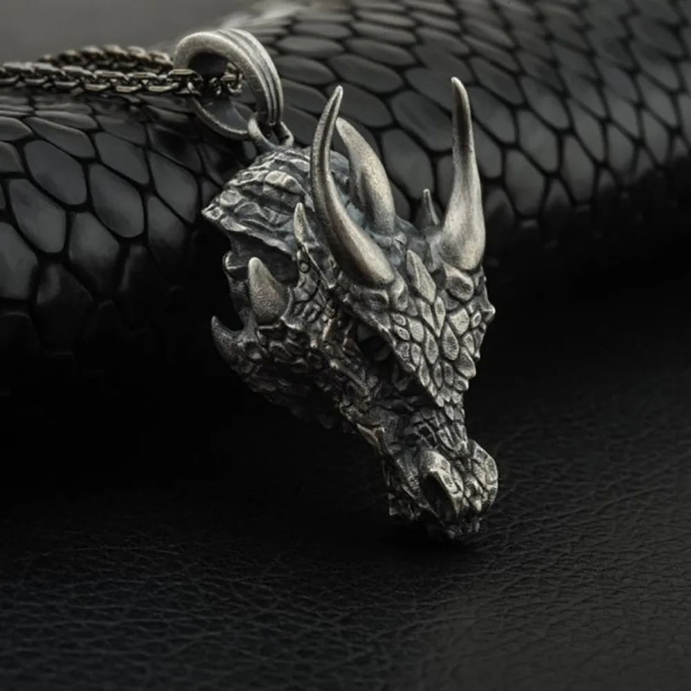 New Simple Street Niche Fashion Retro Viking Dragon Triceratops Pendant Necklace Men Party Creative Trend Pendant Accessories