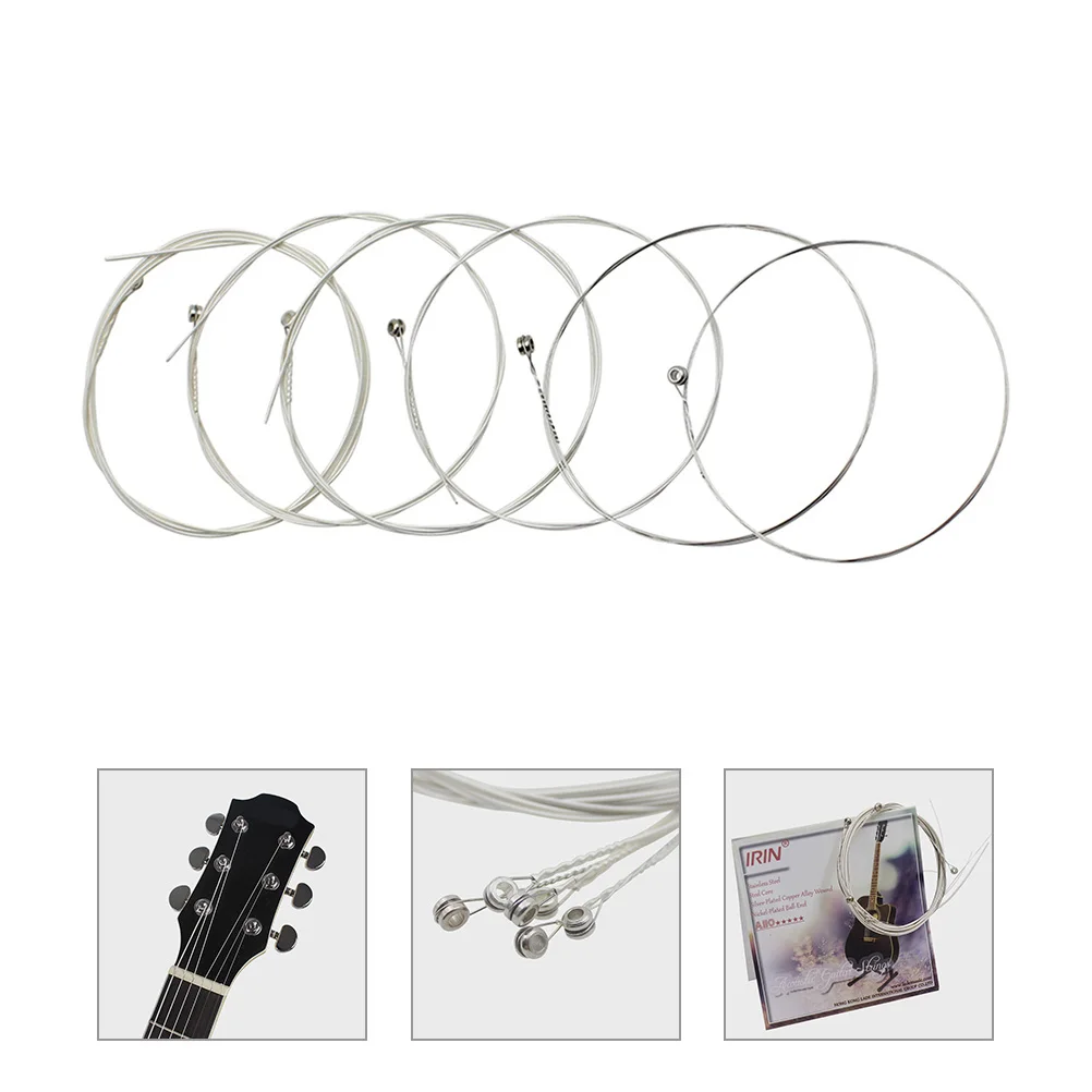 

6 Pcs Silver-plated Copper Alloy Strings Acoustic Guitar Parts Replacement Accessories Kit