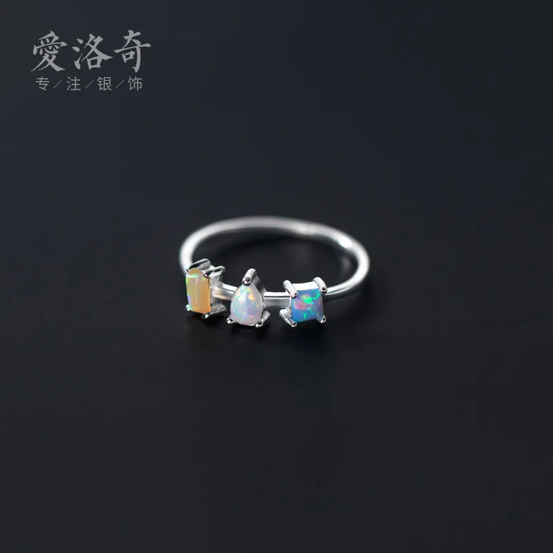 

astudio s925Silver Ring Color Synthetic Opal HandsJ8754