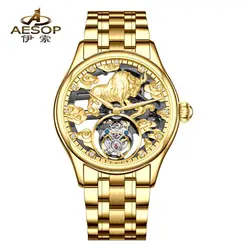 AESOP Real Tourbillon Movement Skeleton Mechanical Watch For Men Top Brand Luxury Watches Waterproof Sapphire Official Store Cow