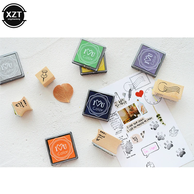 20 Pcs/lot Cute Cartoon DIY Ink Pad Plastic Stamp Fingerpaint Inkpad For Scrapbooking Decoaration 20 Colors