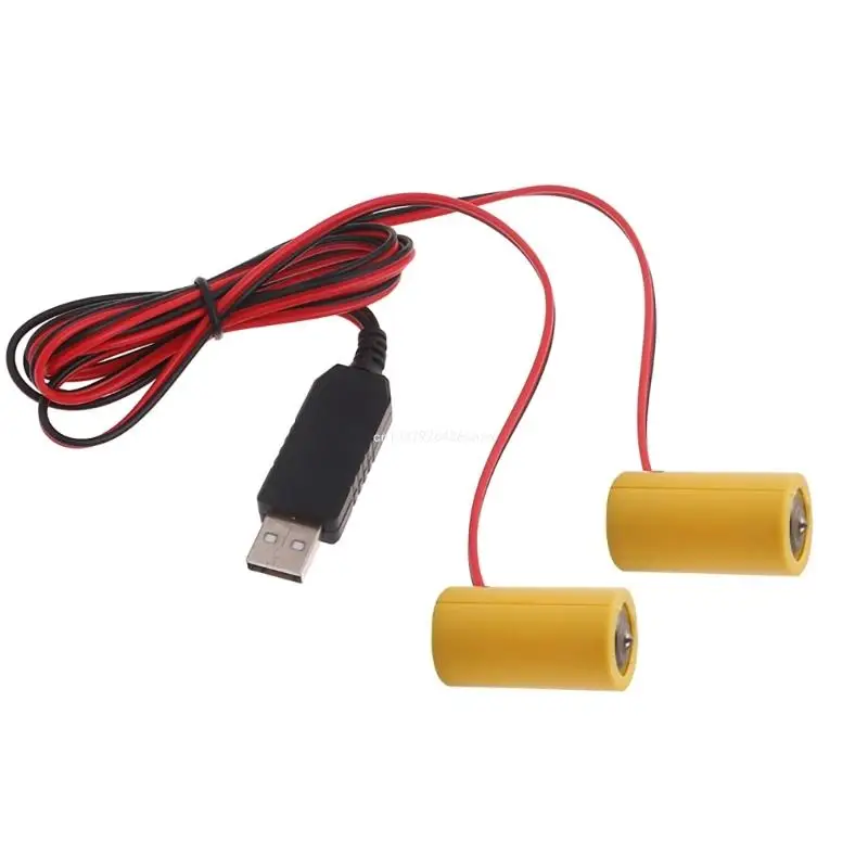 1.5V Continuous Power Solution USB to LR14 C Battery Power Cord for Toy Clocks Dropship