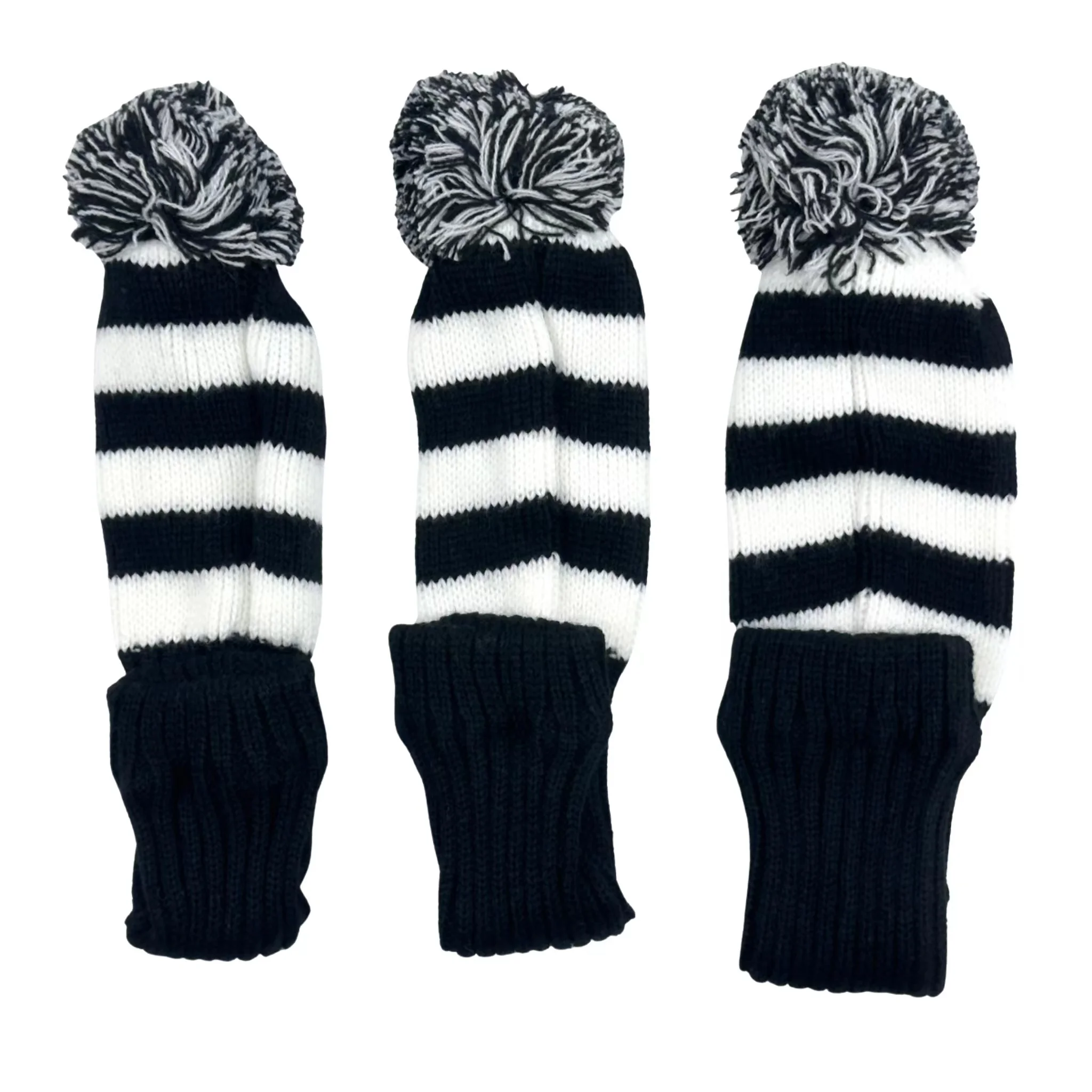 3 Pcs/set Golf black white Pattern Knitting clubs Head cover Knitted Hybrid UT Driver Fairway Wood 1 3 5 Wood Knitting Cover