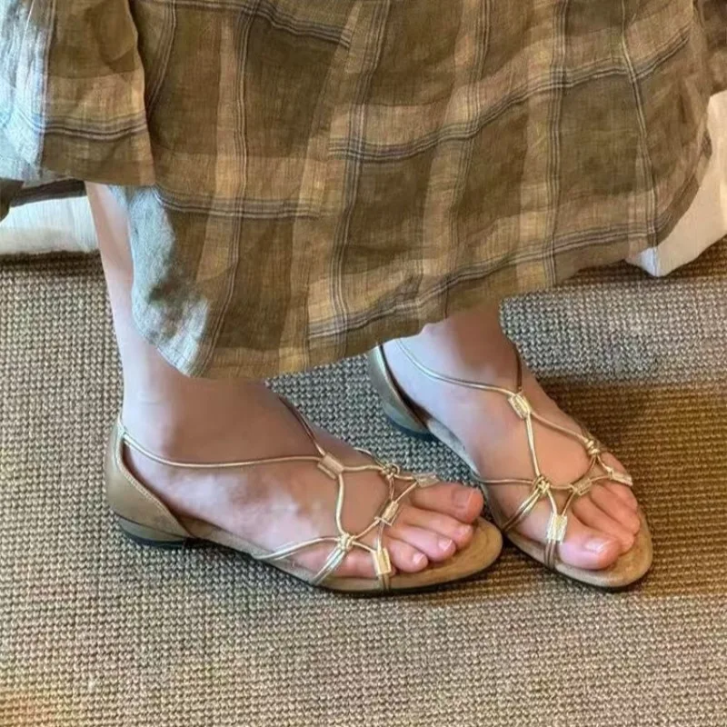 Slim Strap Low Heel Sandals Fashion Round Toe Open Toe Soft Sole Non-slip Wear-resistant Women's Shoes view 2