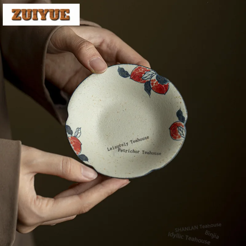 

2 шт./лот, ручная роспись, персиковые подставки, ретро коврик для чашек для кофейных чашек, блюдце, противоожоговые салфетки, основа для чашки, китайский чайный сервиз, ремесло