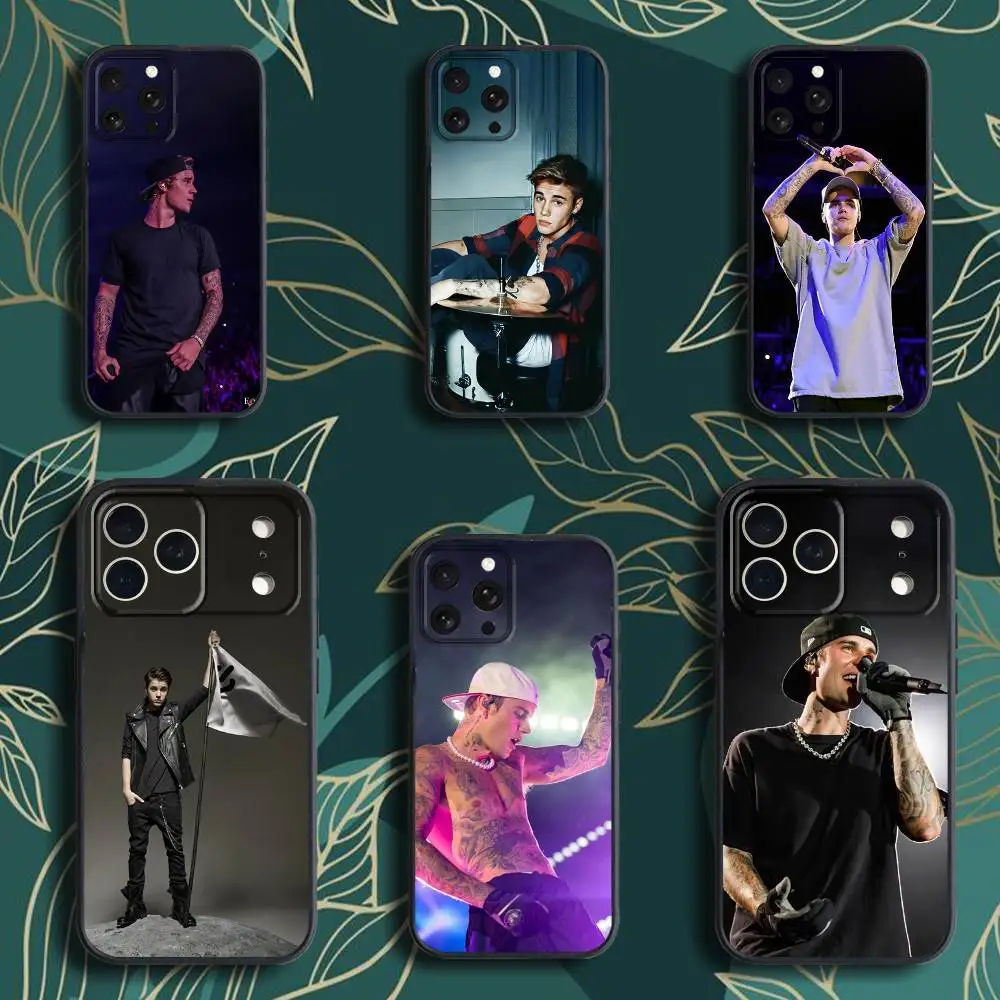 

U-USA Justin B-Bieber Phone Case For iPhone 17,16,15,14,13,12,Pro,Max,Plus,E,SE4,Air,Mini Black Soft Box