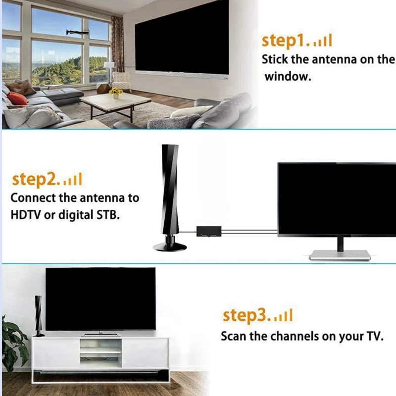 長距離デジタルTVアンテナ,信号増幅器,10フィートケーブル,スマートTV,4k,1080p,120マイル