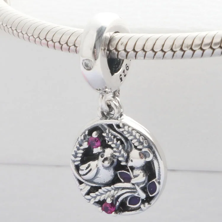 Authentic S925 Sterling Silver Bead Always By Your Side Dangle Charm Fit Women Bracelet Bangle DIY Jewelry Bird Pendant Bead