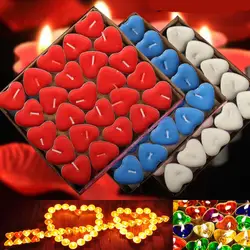50 Stuks 3.5 Cm Mini Kaars Valentijnsdag Voorstel Kaars Rookloze Hartvorm Flikkerende Desktop Atmosferen Party Accessoires