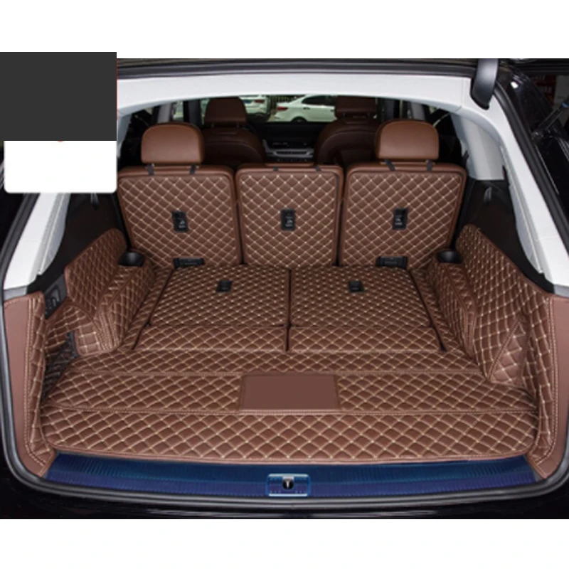 Leather Car Trunk Mats For Audi Q7 7 Seater 2022 Cargo Liner Accesorios Para Auto Alfombrillas Coche Tapetes Para Carro